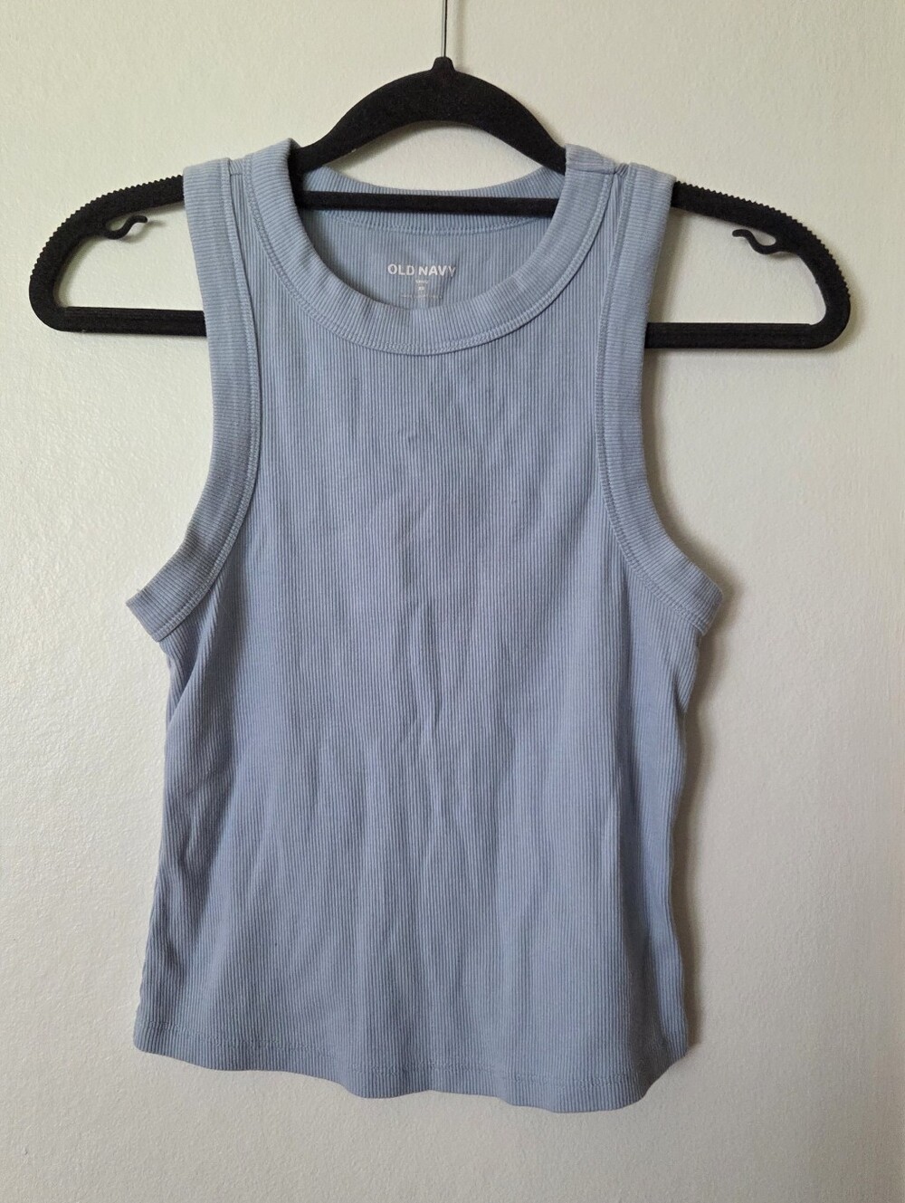 Light Blue Ribbed Racer Back Tank XS